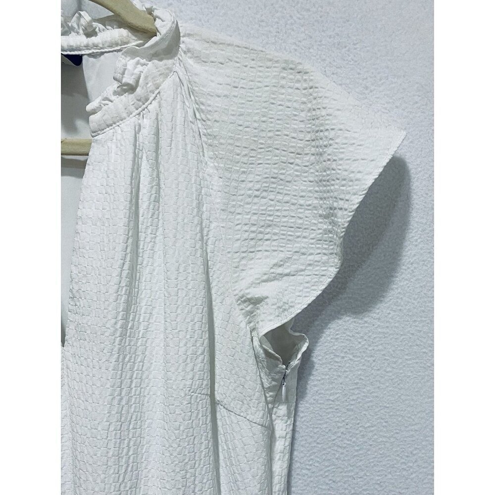 Alex Marie Dress Womens 8 White Vanya Textured Ruffle Hem Flirty Cottagecore - Picture 3 of 8